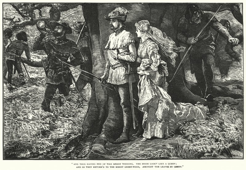 Robin Hood ve Allin A Dale (gravür) by William (after) Small