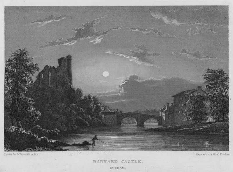 Barnard Kalesi, Durham (gravür) by William (after) Westall