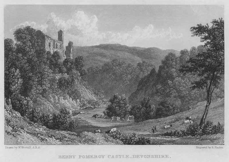 Berry Pomeroy Kalesi, Devonshire (gravür) by William (after) Westall