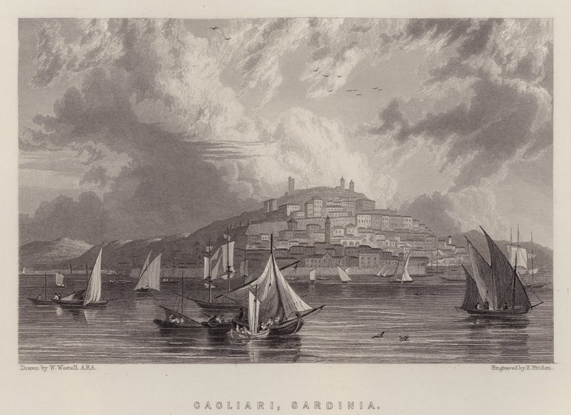 Cagliari, Sardunya (renkli taş) by William (after) Westall