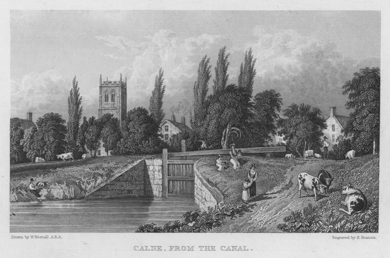 Calne, Kanaldan (gravür) by William (after) Westall