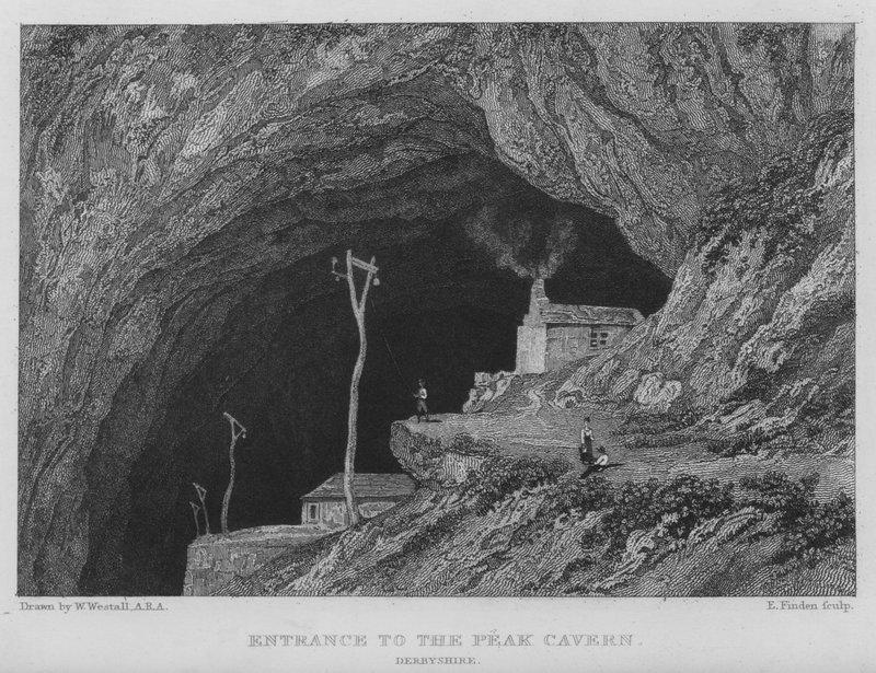 Peak Cavern'e giriş, Derbyshire (gravür) by William (after) Westall