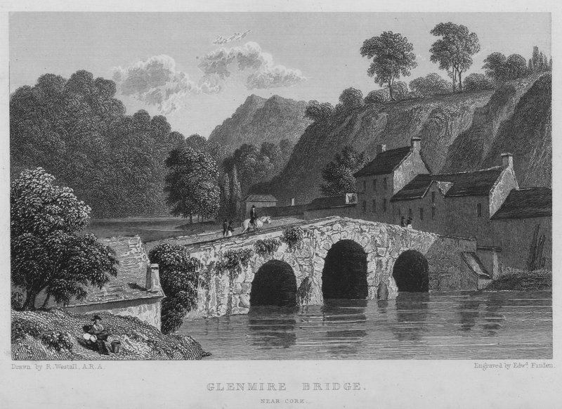 Cork yakınlarındaki Glenmire Köprüsü (gravür) by William (after) Westall