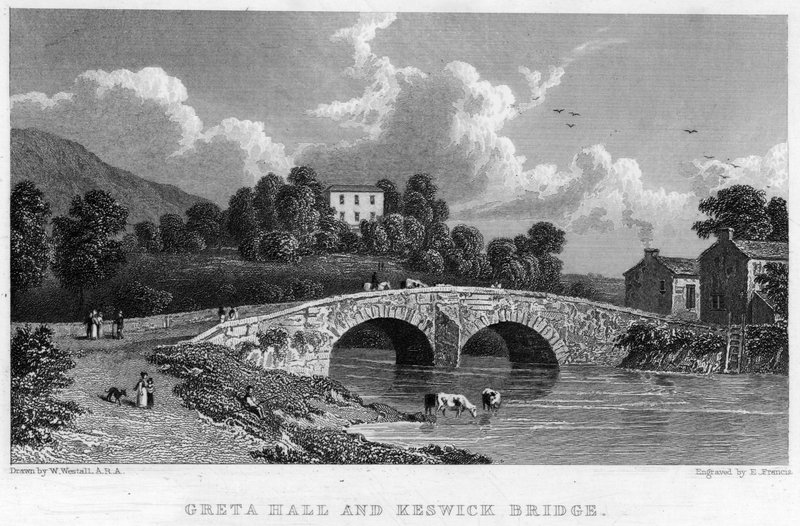 Greta Hall ve Keswick Köprüsü (gravür) by William (after) Westall