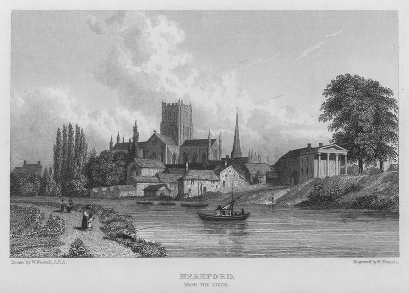 Hereford Nehri'nden (gravür) by William (after) Westall