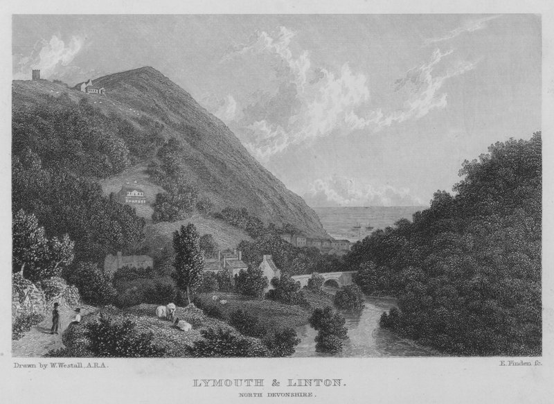 Lynmouth ve Linton, Kuzey Devonshire (gravür) by William (after) Westall