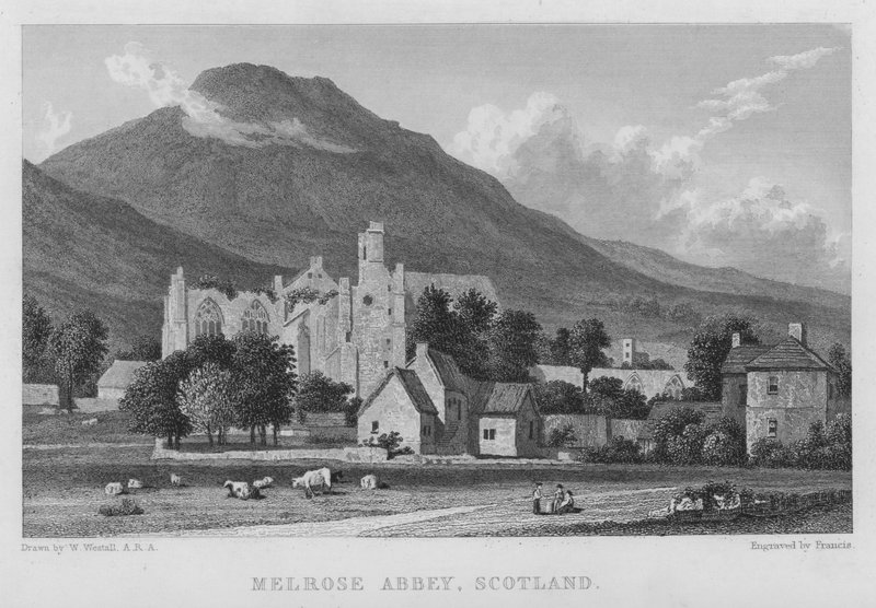 Melrose Manastırı, İskoçya (gravür) by William (after) Westall