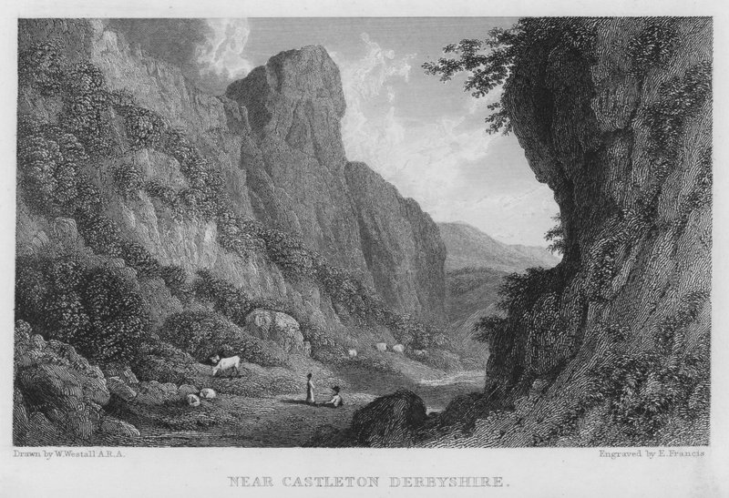 Castleton, Derbyshire yakınlarında (gravür) by William (after) Westall