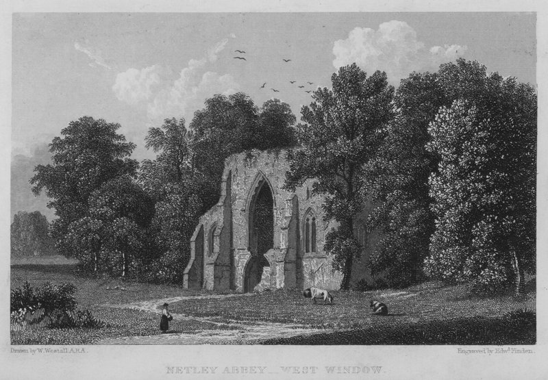 Netley Manastırı, Batı Penceresi (gravür) by William (after) Westall