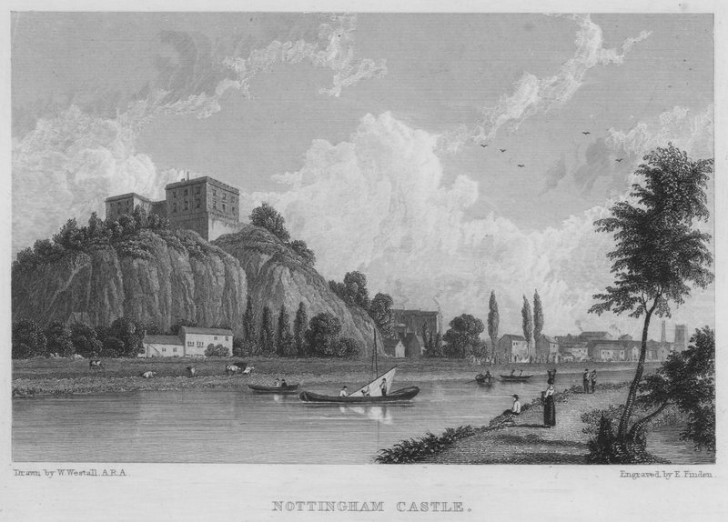 Nottingham Kalesi (gravür) by William (after) Westall
