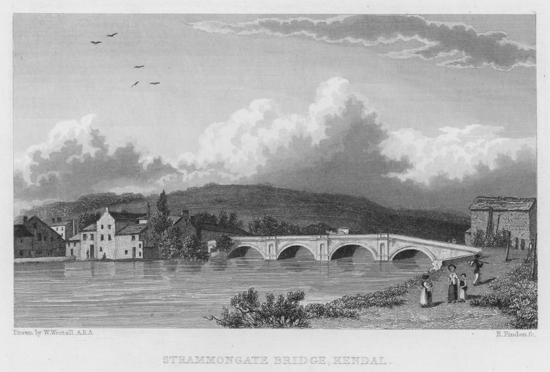 Stramongate Köprüsü, Kendal (gravür) by William (after) Westall