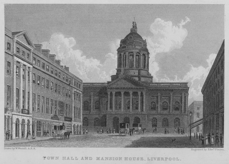 Belediye Binası ve Konak Evi, Liverpool (gravür) by William (after) Westall