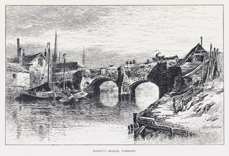 Piskopos Köprüsü, Norwich (gravür) by William Alexander Ansted