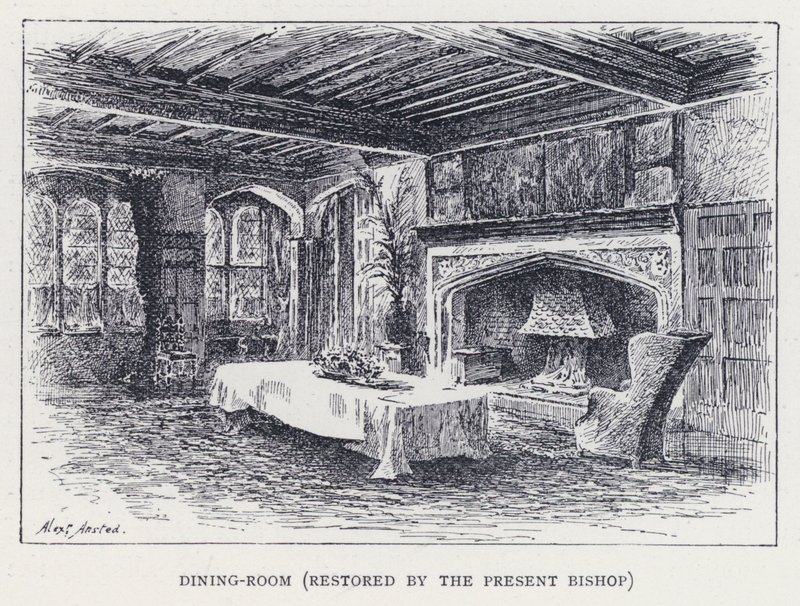 Şimdiki Piskopos tarafından restore edilen yemek odası (gravür) by William Alexander Ansted