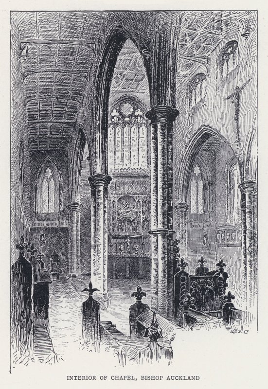 Şapelin içi, Piskopos Auckland (gravür) by William Alexander Ansted