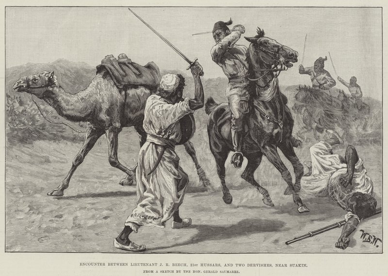 Sevakin yakınlarında Teğmen JR Beech, 21. Hussars ve İki Derviş arasındaki karşılaşma by William Barnes Wollen