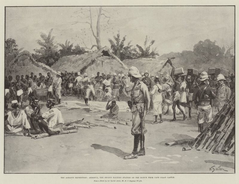 Ashanti Seferi, Akroful, Cape Coast Kalesi'nden Mart'taki İkinci Durdurma İstasyonu by William Barnes Wollen