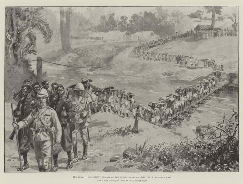 Ashanti Seferi, Houssa Topçusunun Busum Prah Nehri Üzerinden Geçidi by William Barnes Wollen