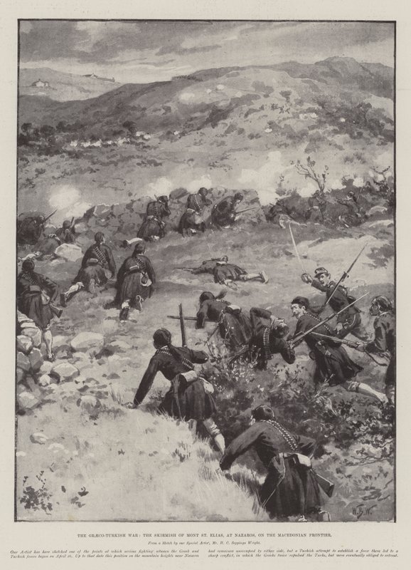 Yunan-Türk Savaşı, Makedonya Sınırında Nazaros'ta St. Elias Dağı Çatışması by William Barnes Wollen