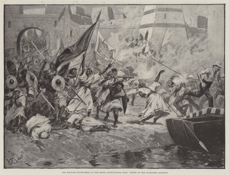 Kraliyet Tarım Salonundaki Askeri Turnuva, Soudan Garnizonunun Sortie by William Barnes Wollen