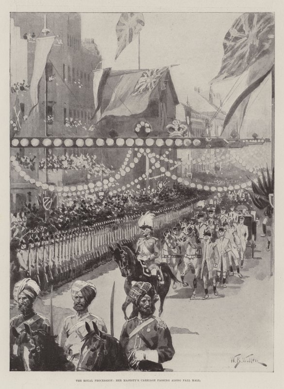 Kraliyet Alayı, Majestelerinin Arabası Pall Mall boyunca geçiyor by William Barnes Wollen