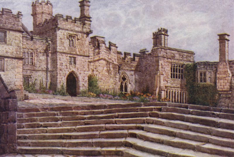 Alt Avlu, Haddon Salonu (renkli taş) by William Biscombe Gardner