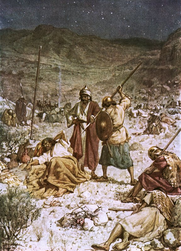 David, Saul'un hayatını bağışlıyor by William Brassey Hole