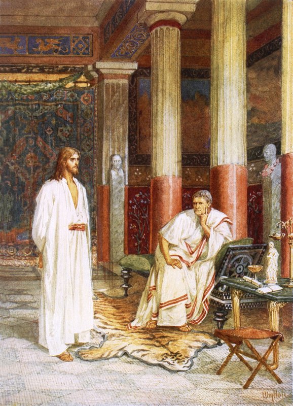 İsa, Pontius Pilate tarafından özel olarak röportaj yapıyor by William Brassey Hole