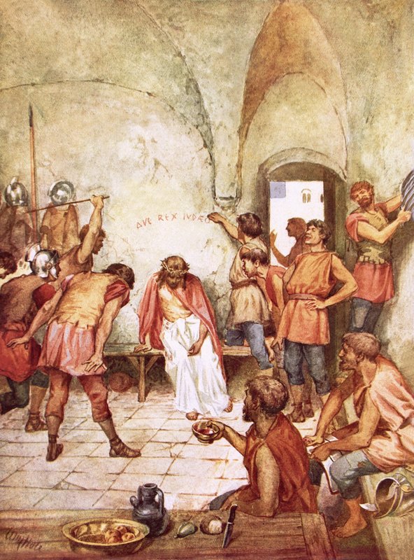İsa, Romalı askerler tarafından alay edildi by William Brassey Hole