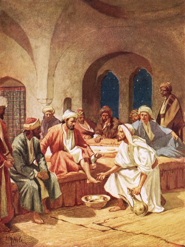 İsa öğrencilerinin ayaklarını yıkıyor by William Brassey Hole