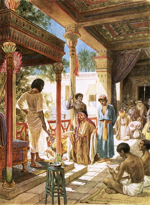 Yahuda, kardeşi Benyamin için Yusuf'un önünde yalvarıyor by William Brassey Hole