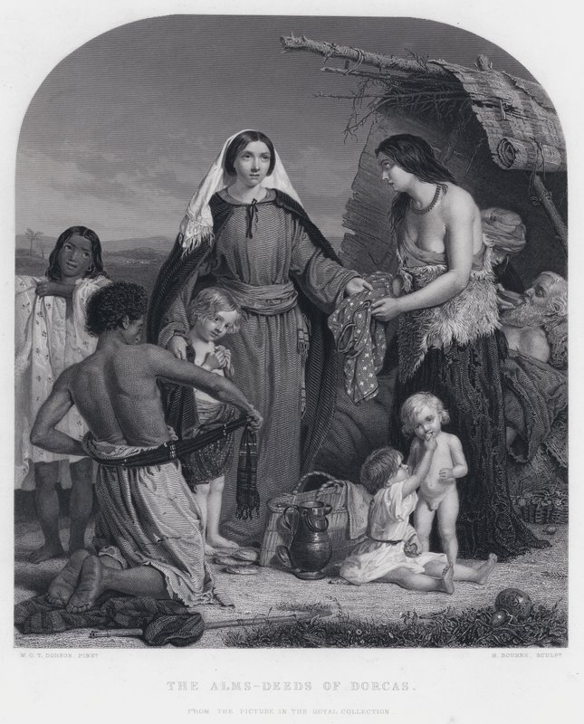 ಡೋರ್ಕಾಸ್ (ಕೆತ್ತನೆ) ಟರ್ಕಿಯ ಭಿಕ್ಷೆ-ಕಾರ್ಯಗಳು by William Charles Thomas (after) Dobson
