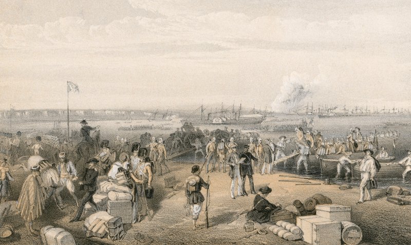 Kertch seferinin karaya çıkarılması ve St Paul Bataryasının havaya uçurulması by William Crimea Simpson