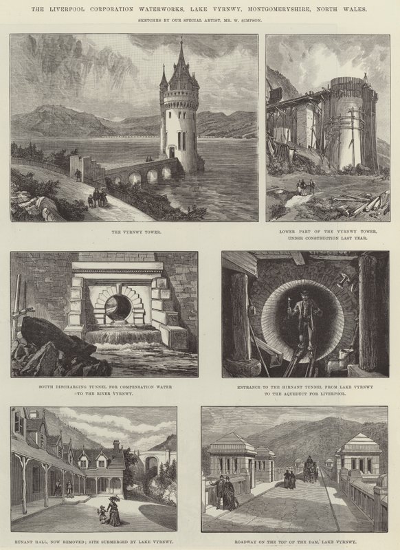 Liverpool Corporation Su İşleri, Lake Vyrnwy, Montgomeryshire, Kuzey Galler by William Crimea Simpson