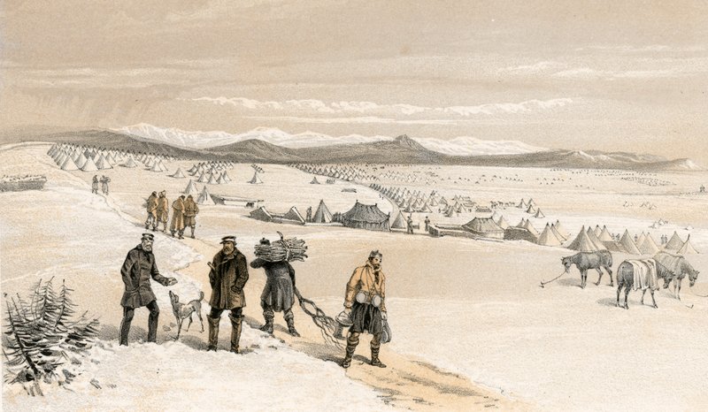 2. Tümen kampı, doğuya bakıyor, Ocak 1855 by William Crimea Simpson