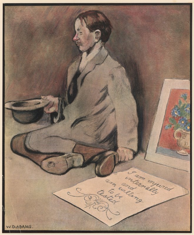 Kaldırım Sanatçısı, "Renkli tebeşirler için bakırlar" (renkli lito) by William Dacres Adams