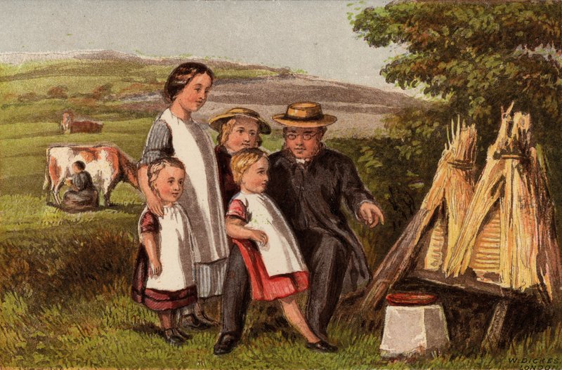 Sektör: kırsal kesimde arı kovanlı aile (chromolitho) by William Dickes