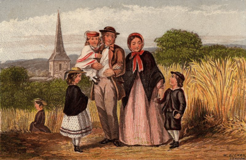 Pazar Sabahı: Kiliseden dönen aile (chromolitho) by William Dickes