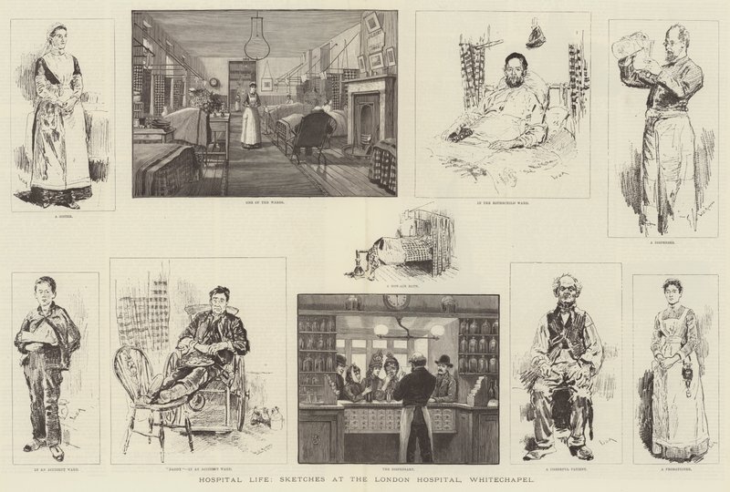 Hastane Yaşamı, Londra Hastanesinde Eskizler, Whitechapel by William Douglas Almond