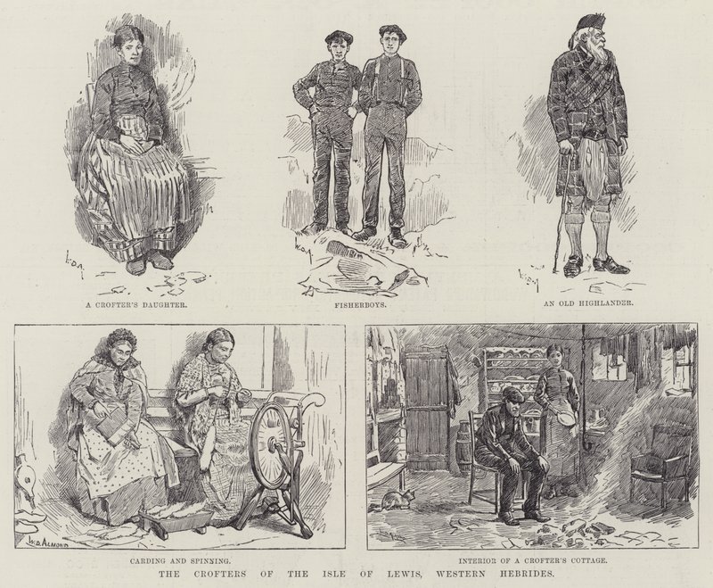 Lewis Adası Crofters, Batı Hebridler by William Douglas Almond
