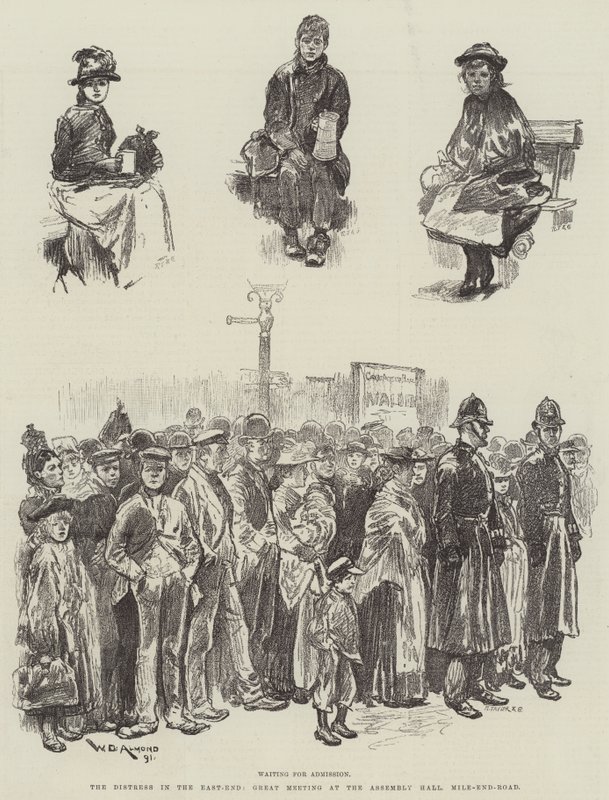 Doğu Yakasındaki Sıkıntı, Meclis Salonunda Büyük Buluşma, Mile-End-Road by William Douglas Almond