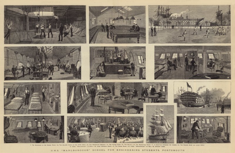 HMS Marlborough Mühendislik Öğrencileri Okulu, Portsmouth by William Edward Atkins