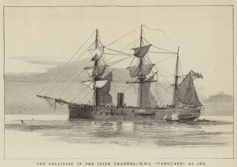 İrlanda Kanalındaki Çarpışma, Denizde HMS Vanguard by William Edward Atkins