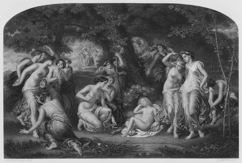 Kraliyet Koleksiyonu'ndaki resimden Cupid'in silahsızlandırılması (gravür) by William Edward Frost