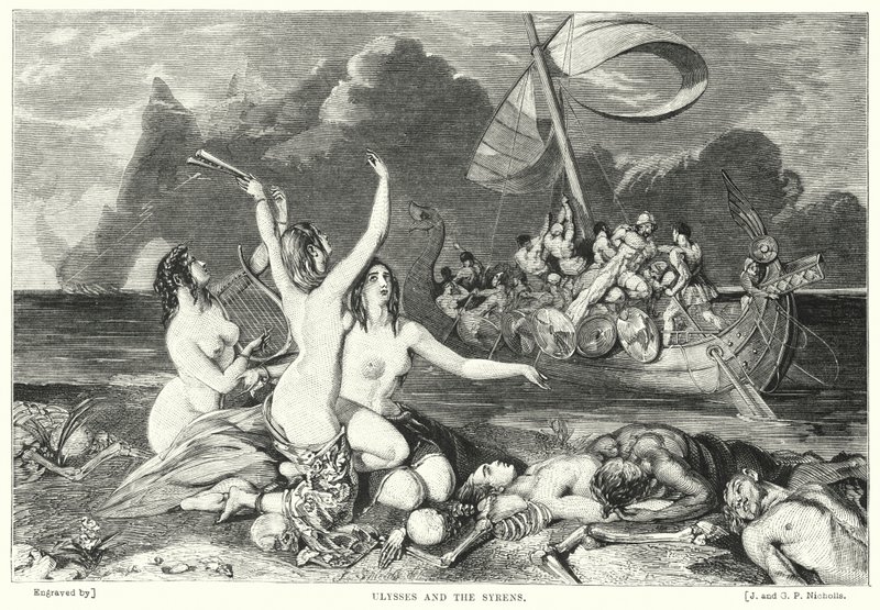 Ulysses ve Sirenler (gravür) by William Ellis