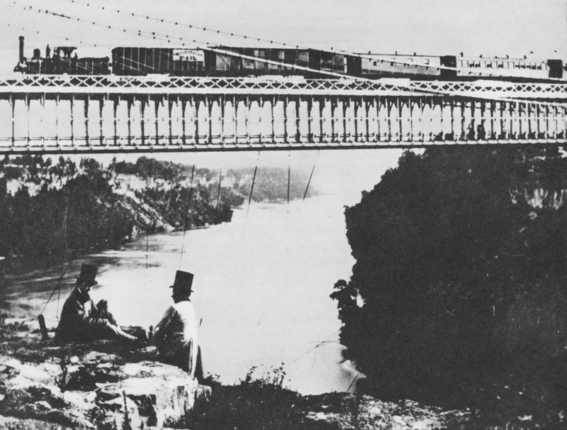 Niagara üzerindeki ilk demiryolu köprüsü (s/b fotoğraf) by William England