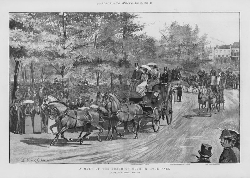 Londra Hyde Park'ta Koçluk Kulübü Toplantısı (lito) by William Frank Calderon