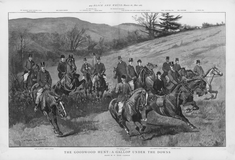Goodwood Hunt - Sussex Downs (lito) altında dörtnala by William Frank Calderon
