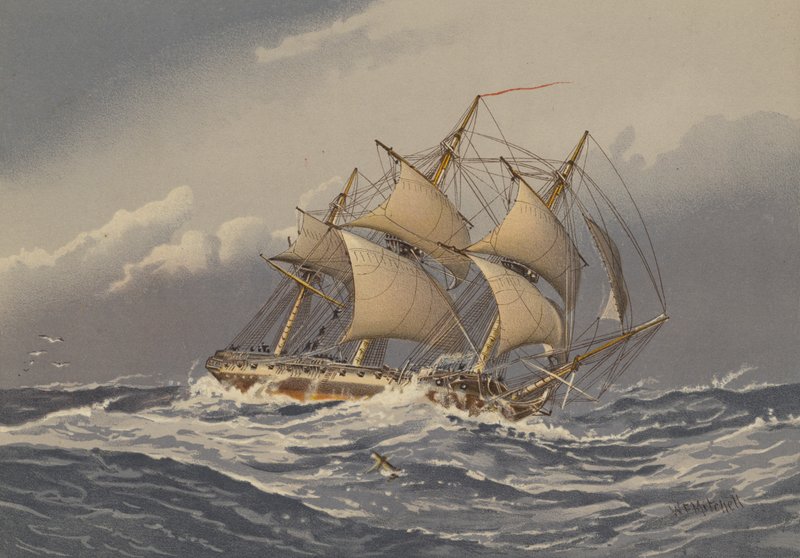 28 silahlı bir fırkateyn, yaklaşık 1794 by William Frederick Mitchell