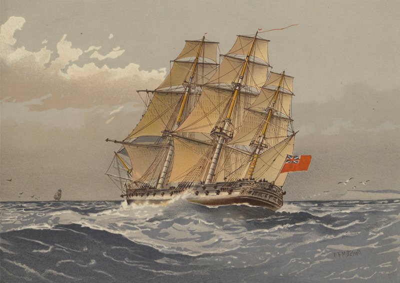 38 silahlı bir fırkateyn, yaklaşık 1770 by William Frederick Mitchell
